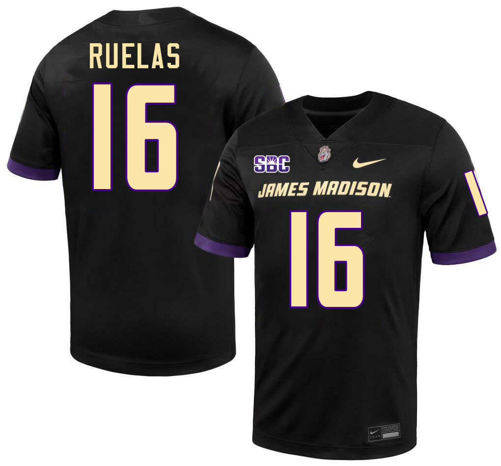 #16 Noe Ruelas JMU Jersey,James Madison Dukes Football Jerseys Stitched-Black